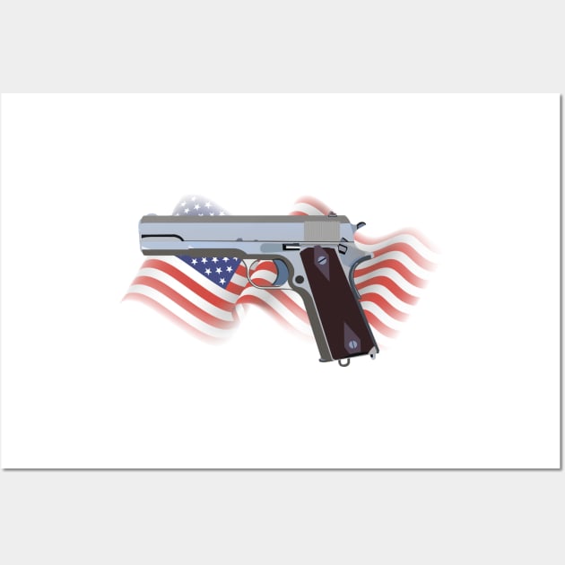 American Patriotic Semi-automatic Pistol Wall Art by NorseTech